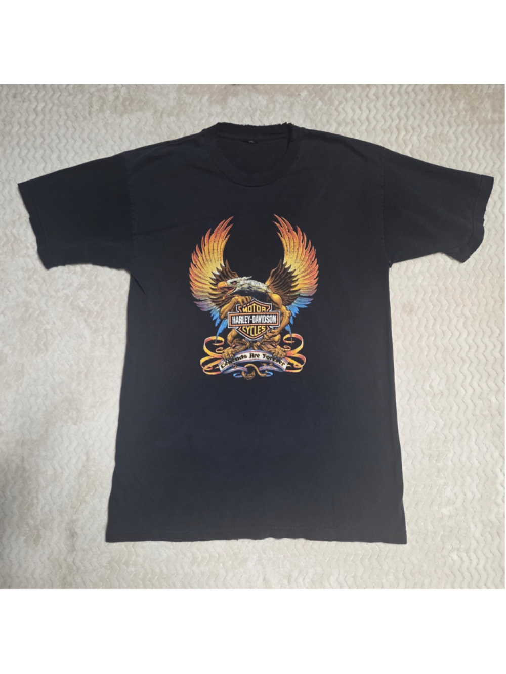 Vintage Harley-Davidson Graphic T-Shirt Black Orange